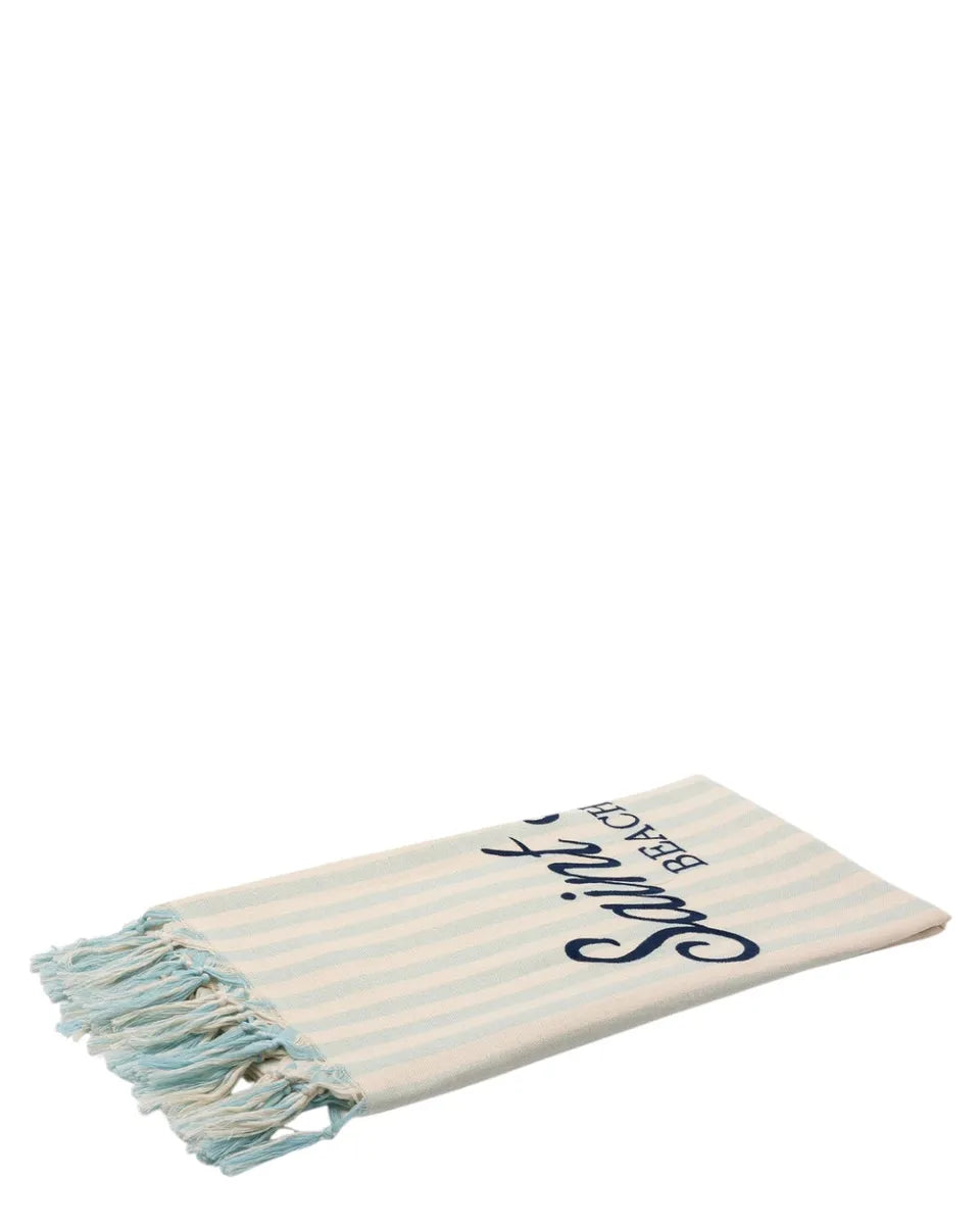Telo Mare Fouta in Cotone Leggero con Righe e Ricamo St. Barth-Mc2 Saint Barth-Accessori mare-Vittorio Citro Boutique