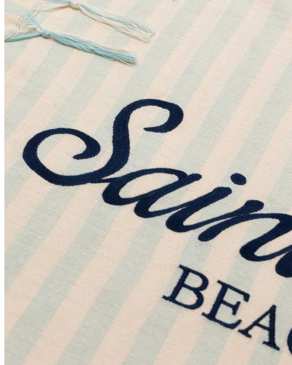 Telo Mare Fouta in Cotone Leggero con Righe e Ricamo St. Barth-Mc2 Saint Barth-Accessori mare-Vittorio Citro Boutique