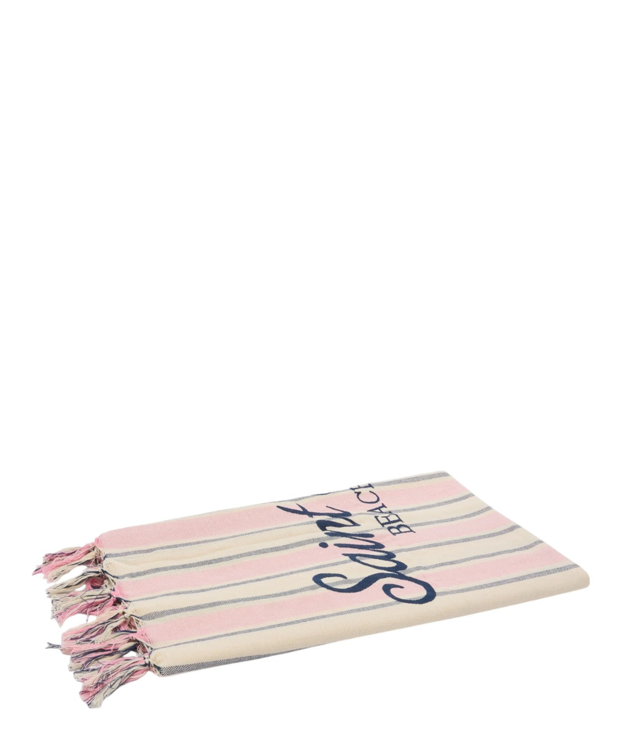 Telo Mare Jacquard MC2 Saint Barth a Righe Rosa e Bianco