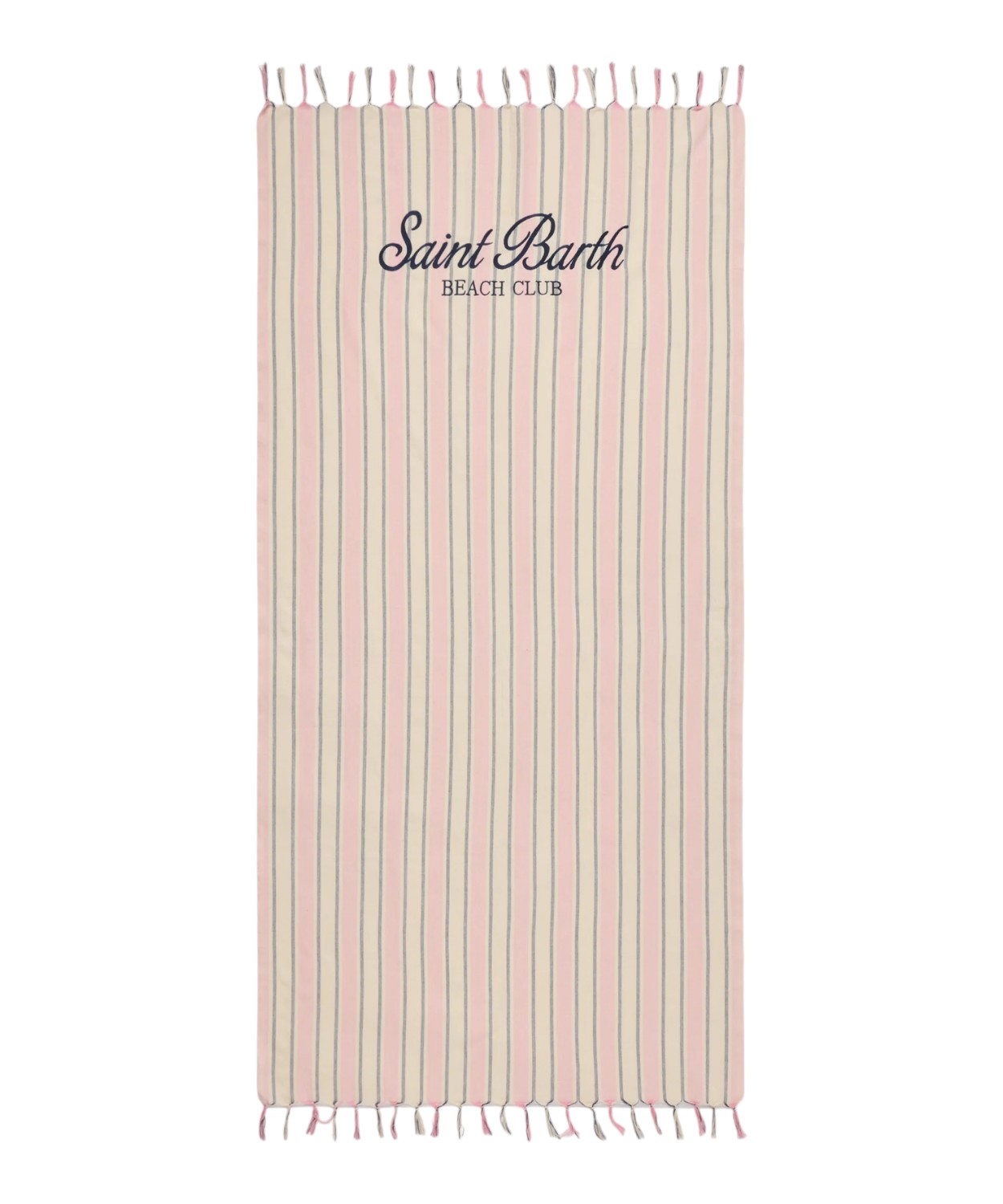 Telo Mare Jacquard MC2 Saint Barth a Righe Rosa e Bianco