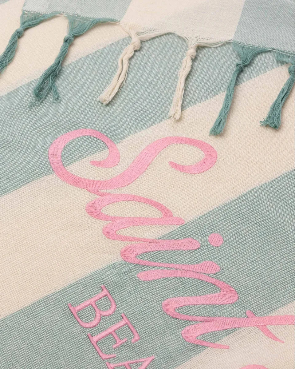 Telo Mare Fouta in Cotone Leggero con Righe e Ricamo St. Barth-Mc2 Saint Barth-Accessori mare-Vittorio Citro Boutique