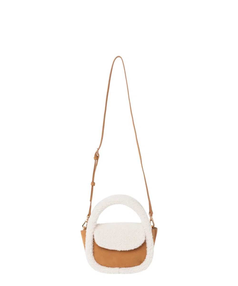 Borsa Crossbody Gilda in Effetto Mutton Camel con Dettagli Shearling-Mc2 Saint Barth-Borse a mano-Vittorio Citro Boutique