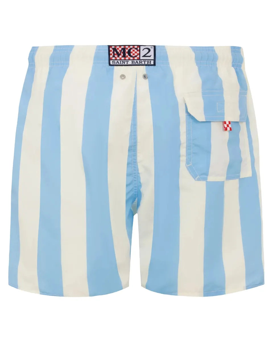 Costume Mare Gustavia Azzurro e Bianco con Ricamo St. Barth-Mc2 Saint Barth-Costumi da bagno-Vittorio Citro Boutique