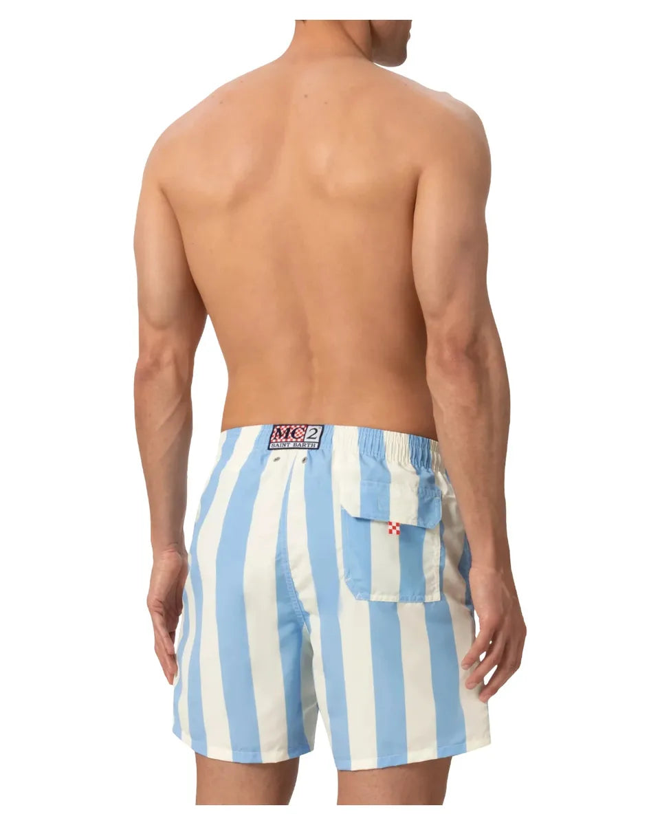 Costume Mare Gustavia Azzurro e Bianco con Ricamo St. Barth-Mc2 Saint Barth-Costumi da bagno-Vittorio Citro Boutique