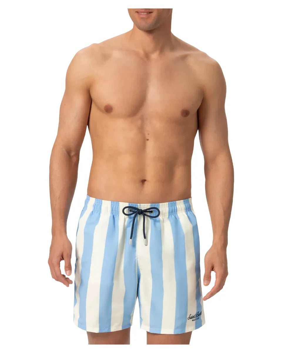 Costume Mare Gustavia Azzurro e Bianco con Ricamo St. Barth-Mc2 Saint Barth-Costumi da bagno-Vittorio Citro Boutique