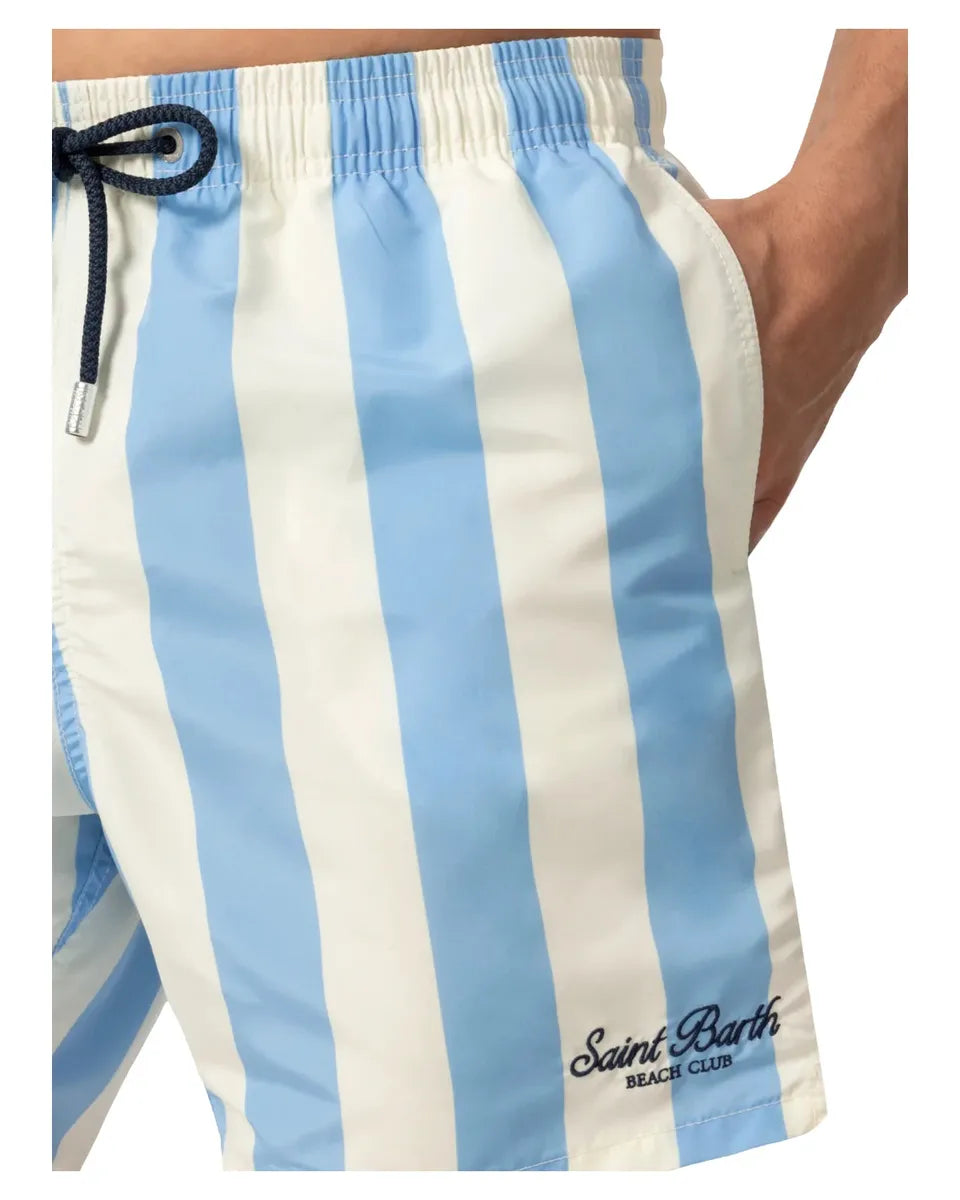 Costume Mare Gustavia Azzurro e Bianco con Ricamo St. Barth-Mc2 Saint Barth-Costumi da bagno-Vittorio Citro Boutique