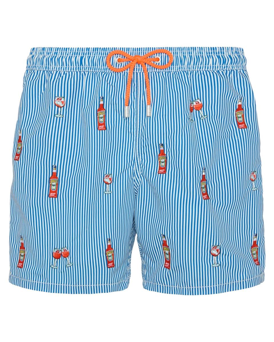 Costume Gustavia Righe Blu con Ricamo Aperol Spritz – Edizione Speciale-Mc2 Saint Barth-Costumi da bagno-Vittorio Citro Boutique