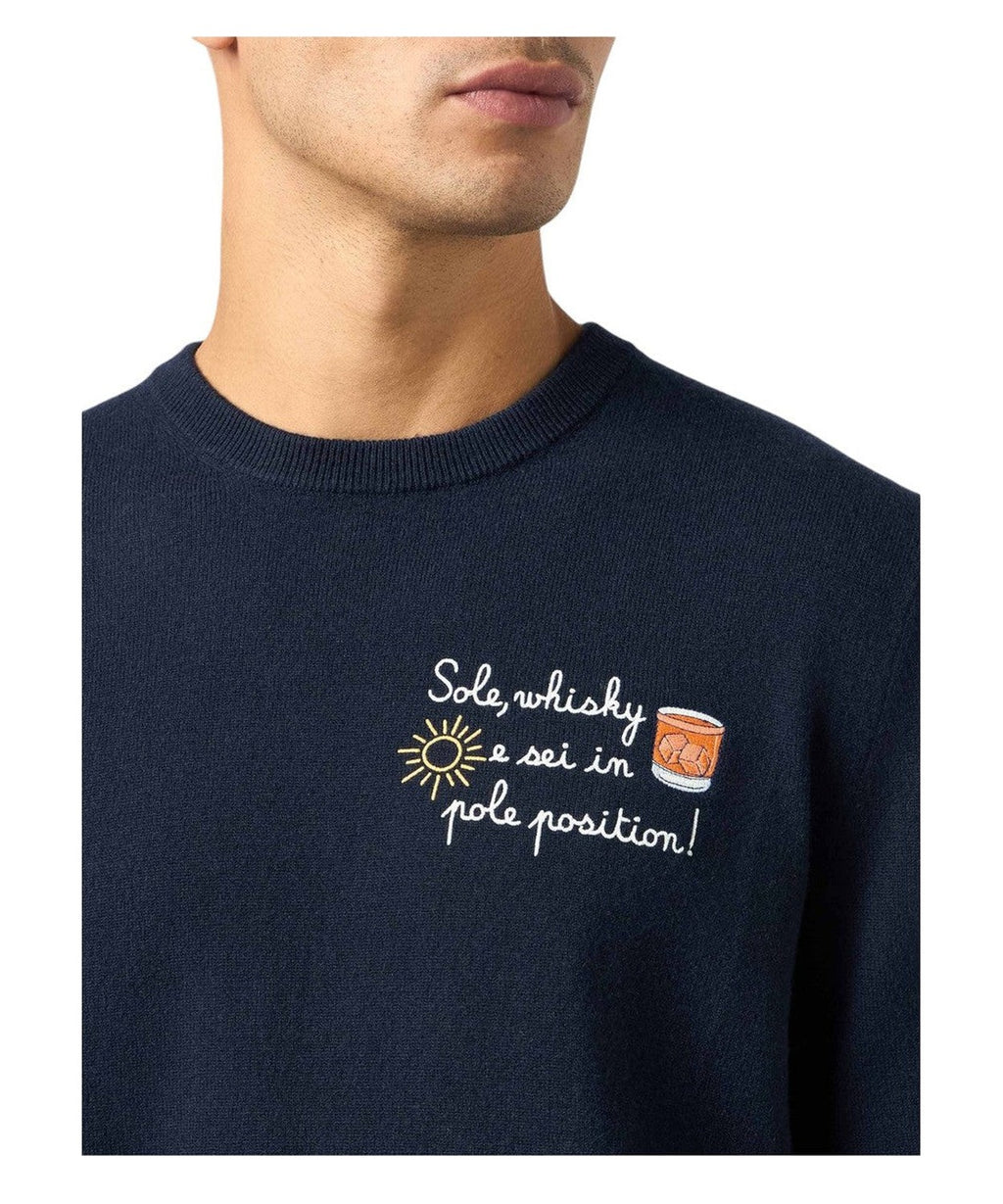 Maglione Heron Light con Ricamo "Sole, Whisky e sei in Pole Position-Mc2 Saint Barth-Maglieria-Vittorio Citro Boutique