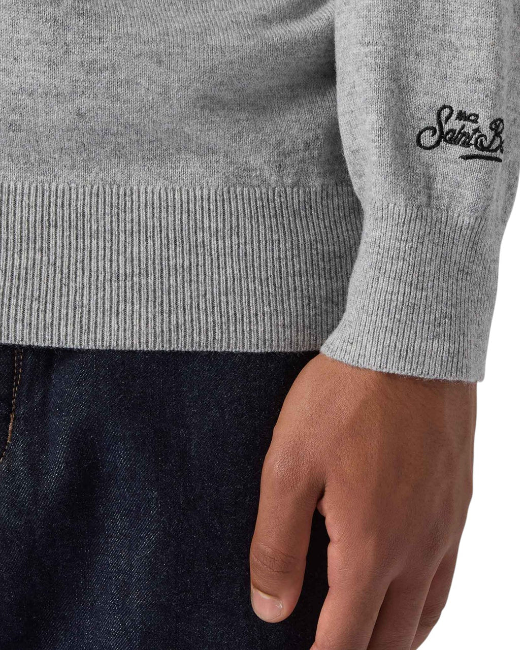 Maglione Heron Light con ricamo "Il mare d'inverno"-Mc2 Saint Barth-Maglieria-Vittorio Citro Boutique
