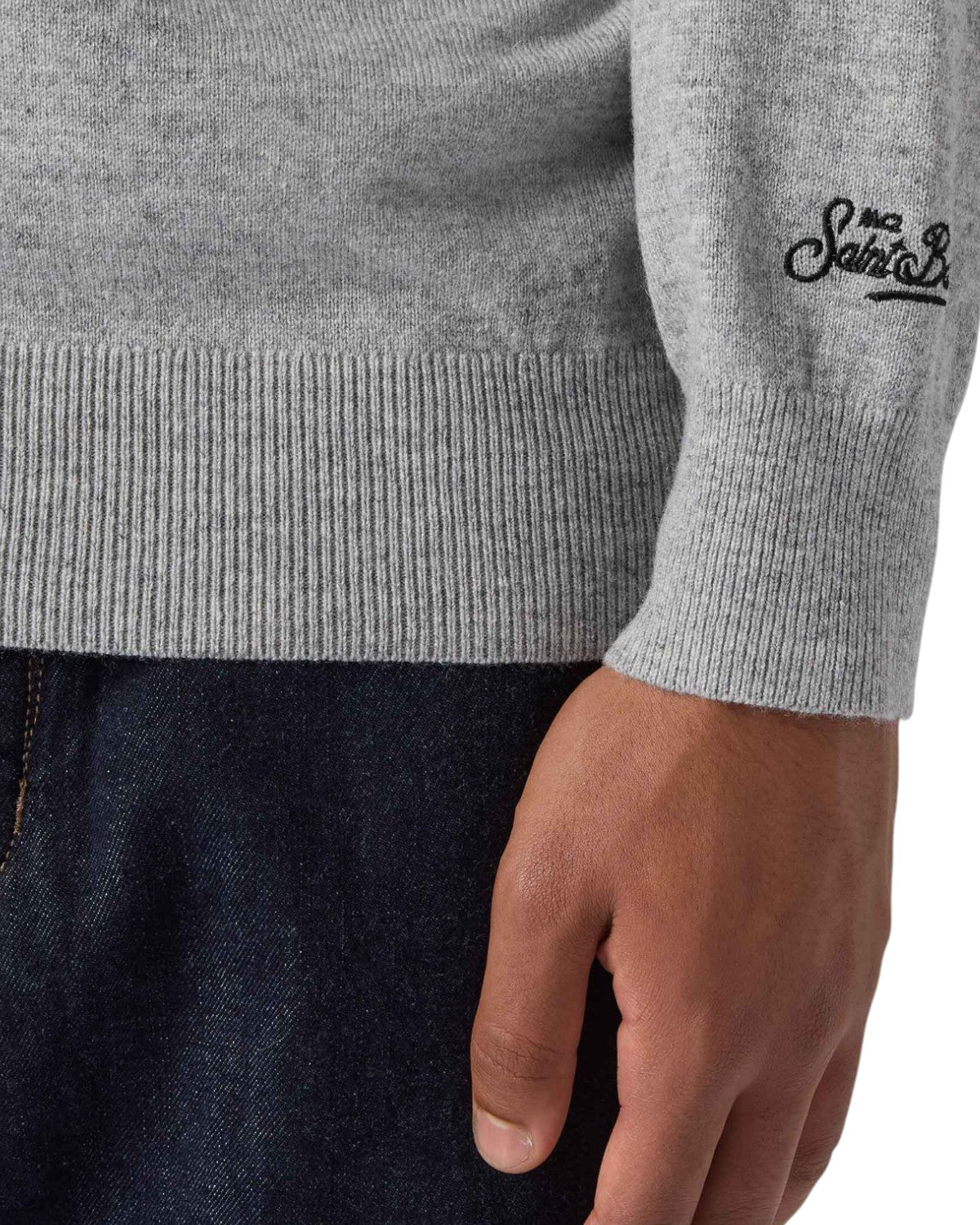 Maglione Heron Light con ricamo "Il mare d'inverno"-Mc2 Saint Barth-Maglieria-Vittorio Citro Boutique