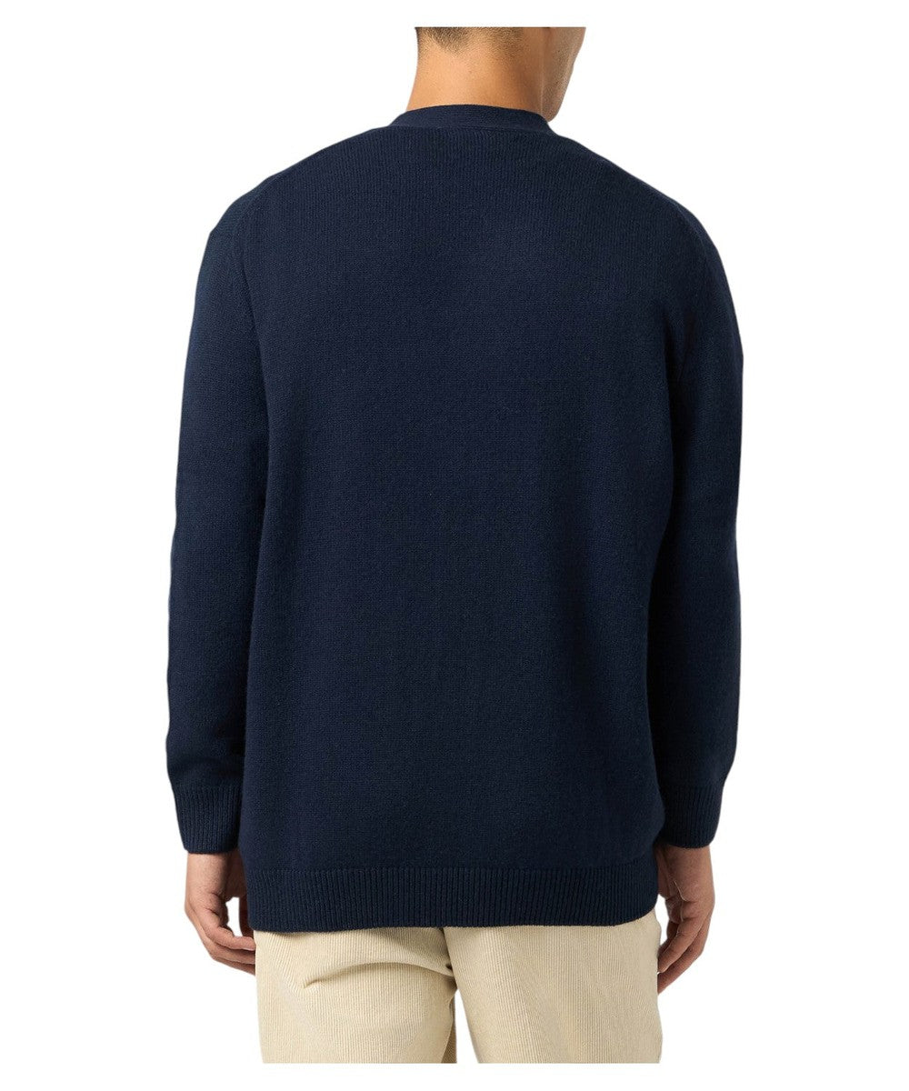 Maglione Cardigan Uomo Herrison in Misto Cashmere Blu Navy
