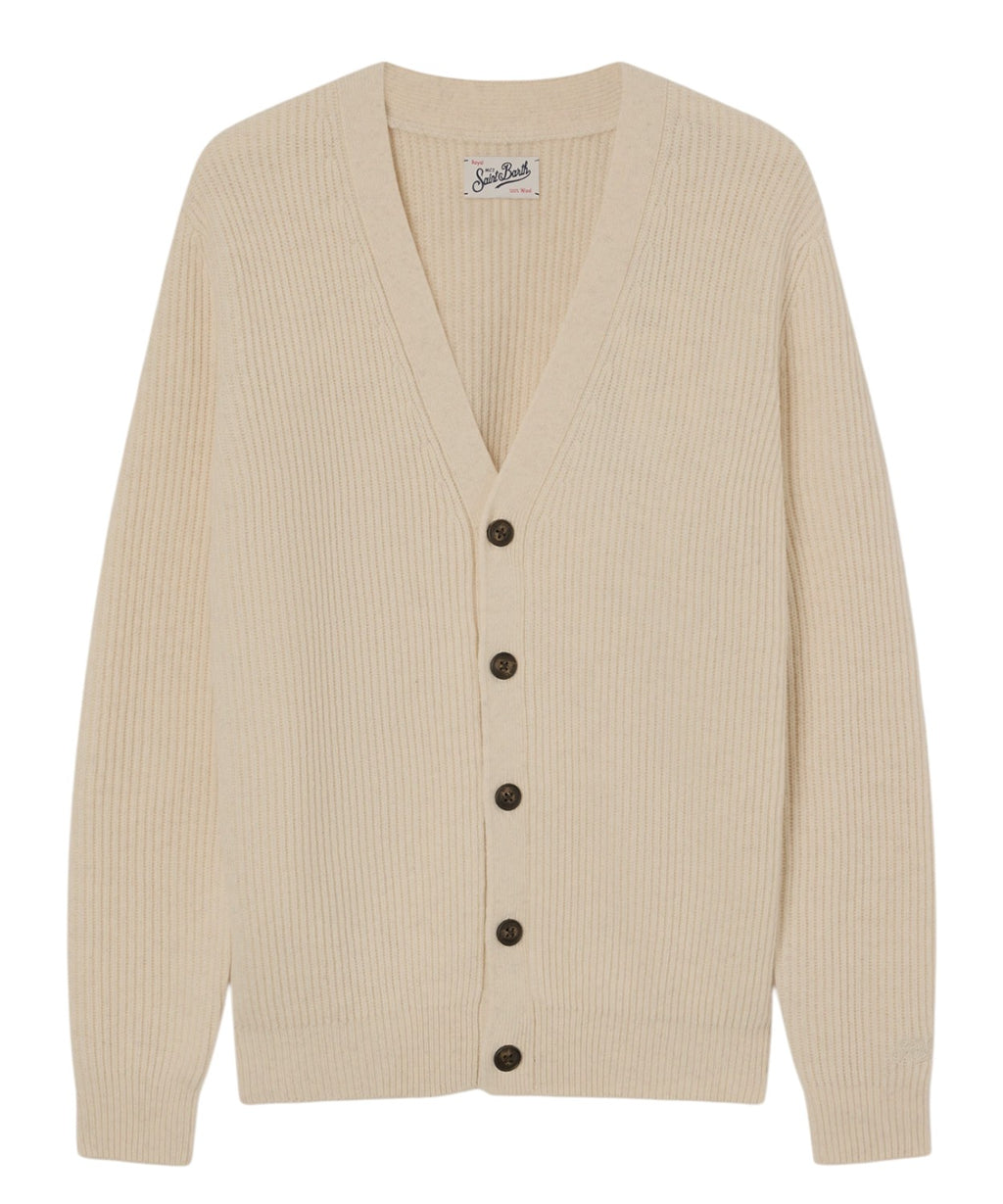 Cardigan in Lana con Scollo a V e Bottoni