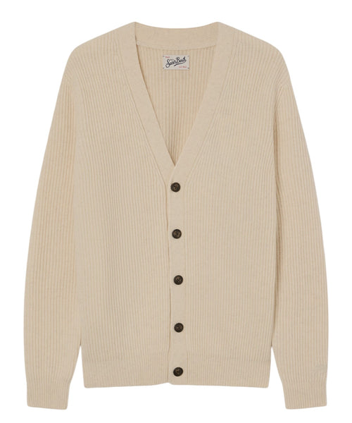 Cardigan in Lana con Scollo a V e Bottoni