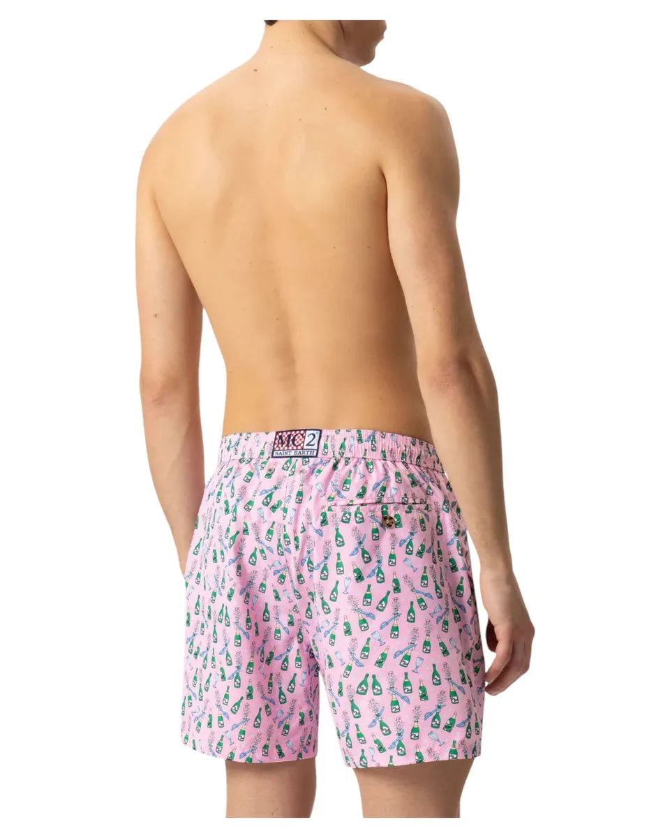 Costume Lighting Rosa con Stampa Bottiglie Sabrage-Mc2 Saint Barth-Costumi da bagno-Vittorio Citro Boutique
