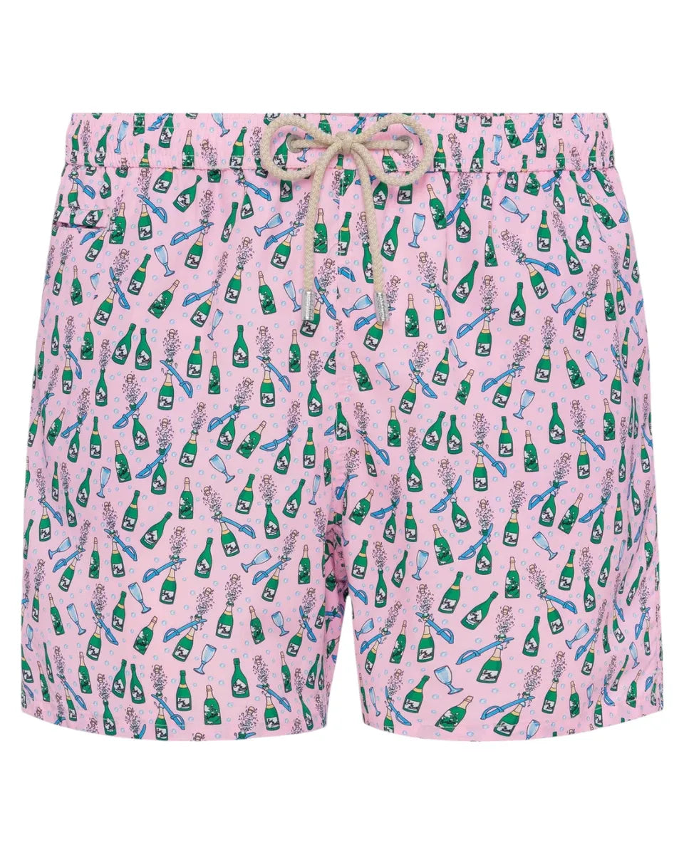 Costume Lighting Rosa con Stampa Bottiglie Sabrage-Mc2 Saint Barth-Costumi da bagno-Vittorio Citro Boutique
