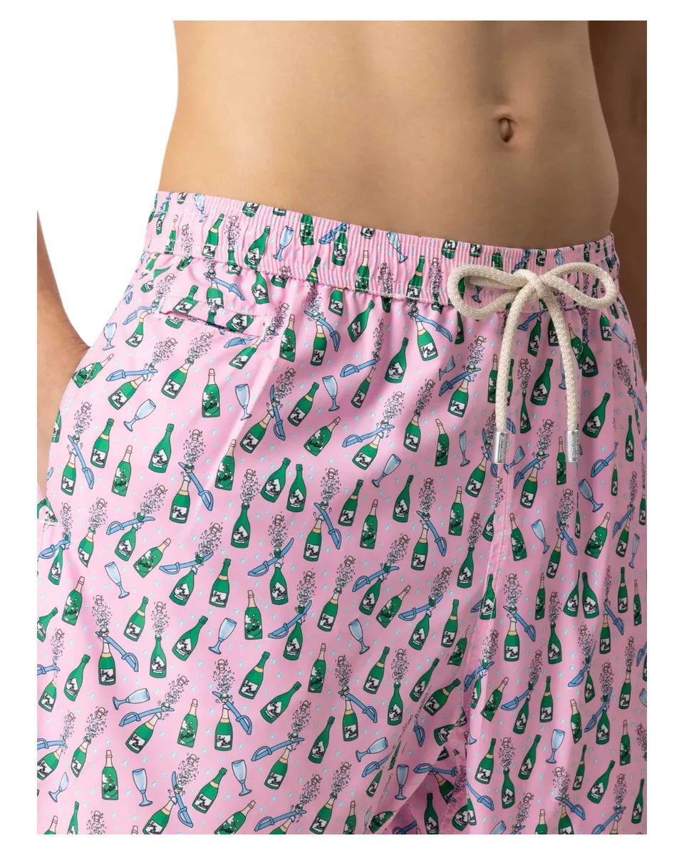 Costume Lighting Rosa con Stampa Bottiglie Sabrage-Mc2 Saint Barth-Costumi da bagno-Vittorio Citro Boutique