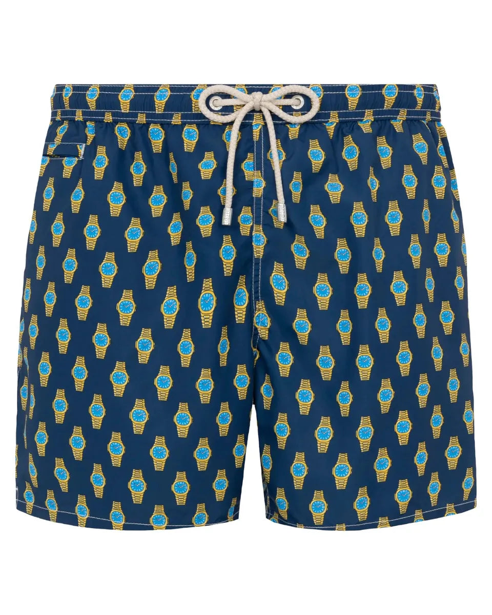 Costume Lighting blu navy con stampa orologi-Mc2 Saint Barth-Costumi da bagno-Vittorio Citro Boutique