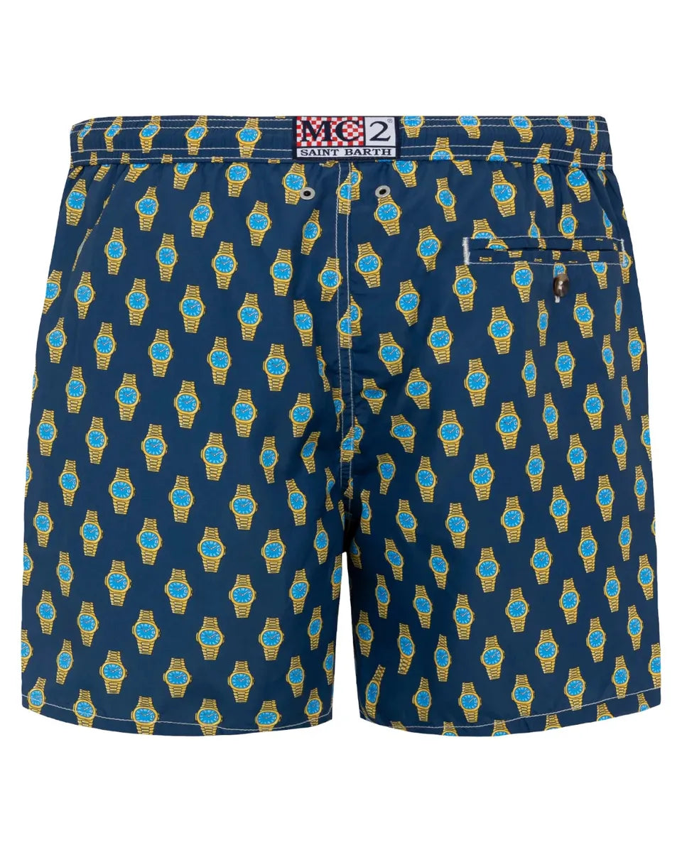Costume Lighting blu navy con stampa orologi-Mc2 Saint Barth-Costumi da bagno-Vittorio Citro Boutique