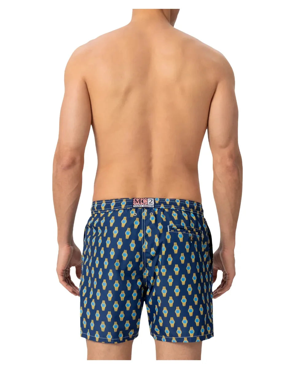 Costume Lighting blu navy con stampa orologi-Mc2 Saint Barth-Costumi da bagno-Vittorio Citro Boutique