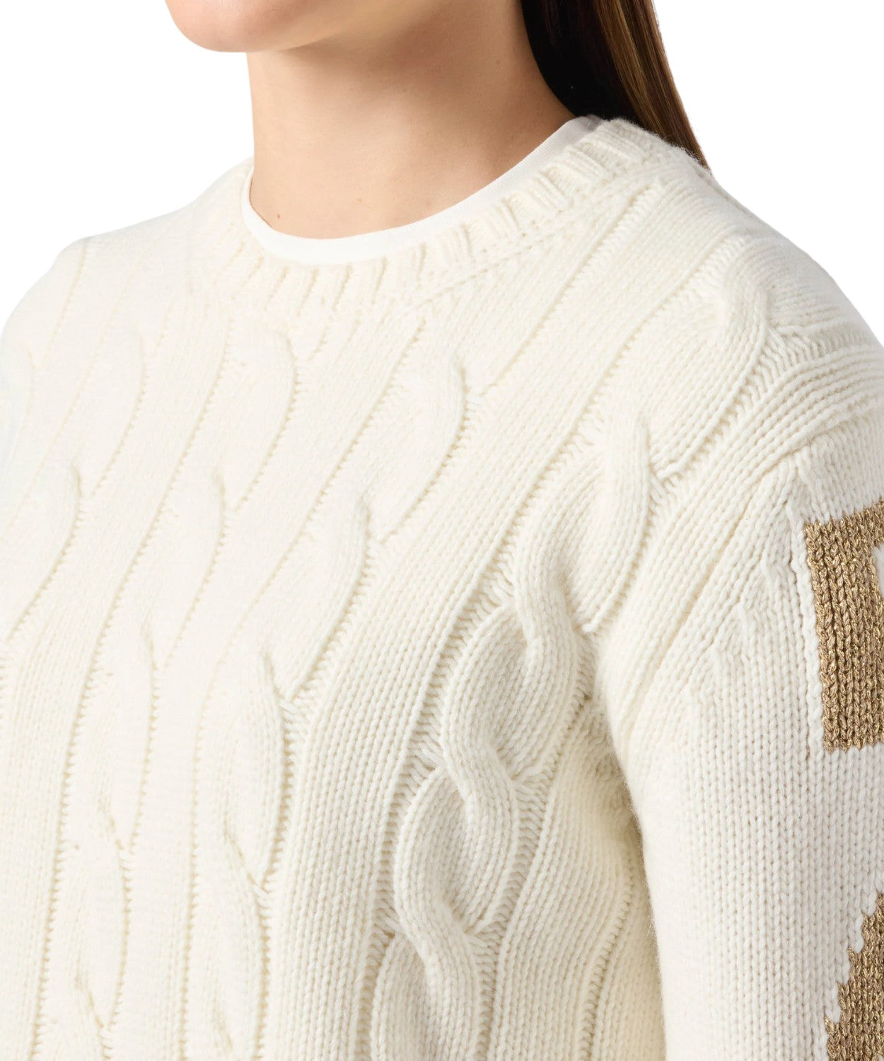 Malmo | Maglione a trecce in misto cashmere bianco con jacquard St. Barth-Mc2 Saint Barth-Maglieria-Vittorio Citro Boutique