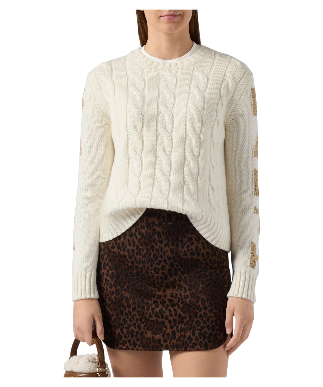 Malmo | Maglione a trecce in misto cashmere bianco con jacquard St. Barth-Mc2 Saint Barth-Maglieria-Vittorio Citro Boutique