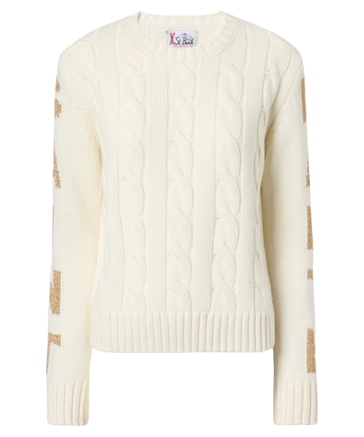 Malmo | Maglione a trecce in misto cashmere bianco con jacquard St. Barth-Mc2 Saint Barth-Maglieria-Vittorio Citro Boutique