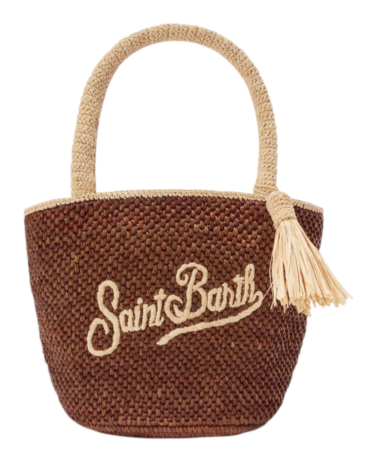 Borsa Marcy in Raffia Marrone con Logo