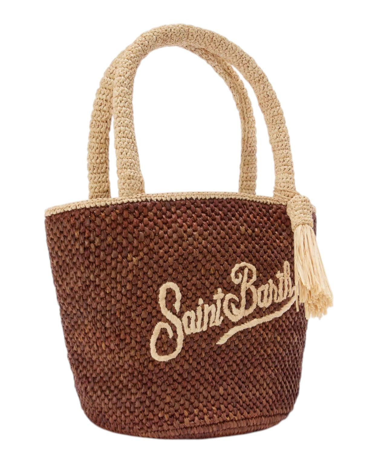 Borsa Marcy in Raffia Marrone con Logo