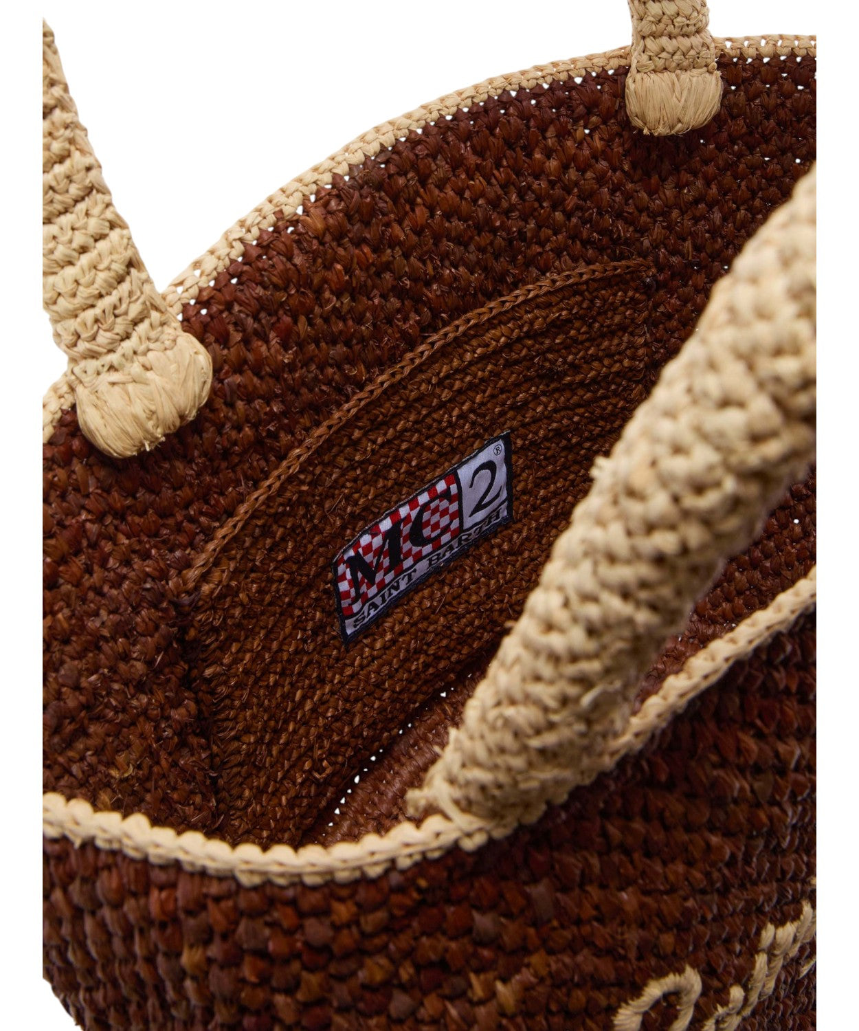 Borsa Marcy in Raffia Marrone con Logo