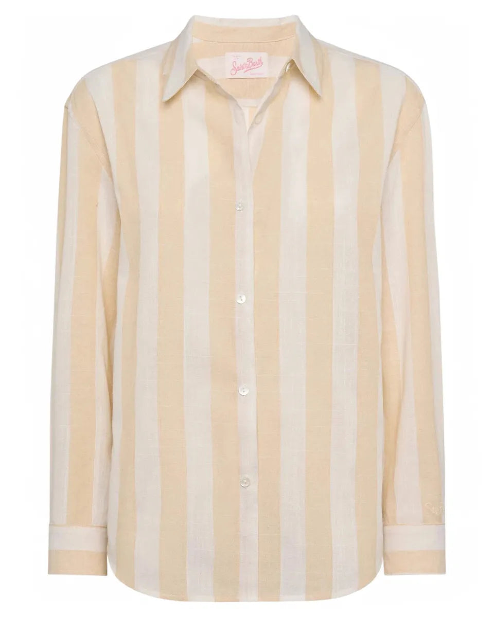 Camicia in Lino Meredith a Righe Beige-Mc2 Saint Barth-Camicie-Vittorio Citro Boutique