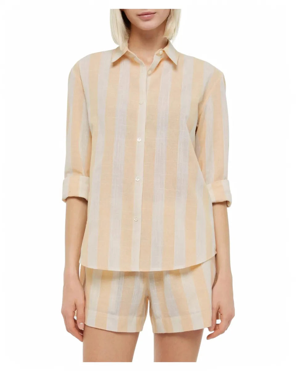 Camicia in Lino Meredith a Righe Beige-Mc2 Saint Barth-Camicie-Vittorio Citro Boutique