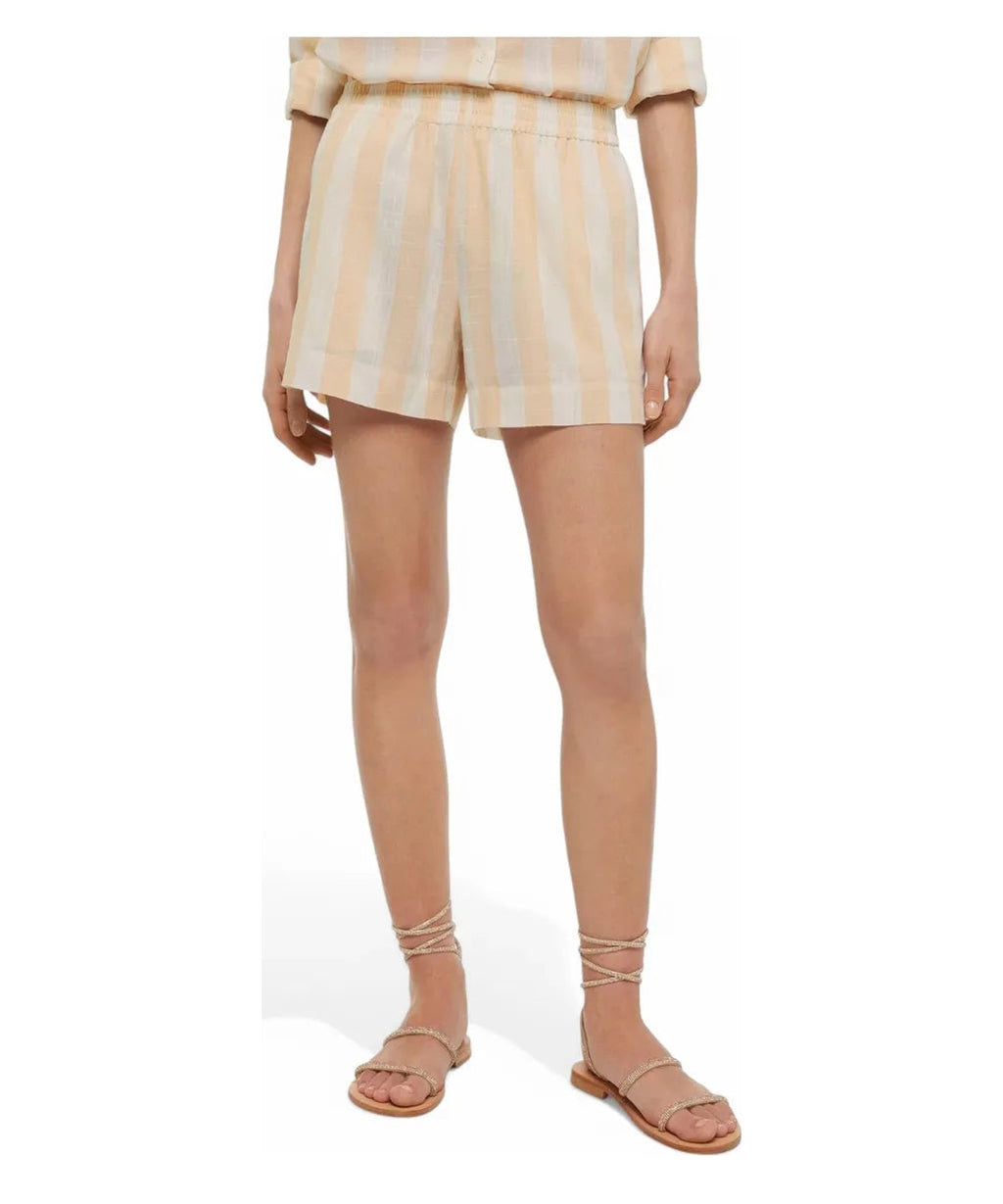 Shorts in Lino Meave a Righe Beige-Mc2 Saint Barth-Shorts-Vittorio Citro Boutique