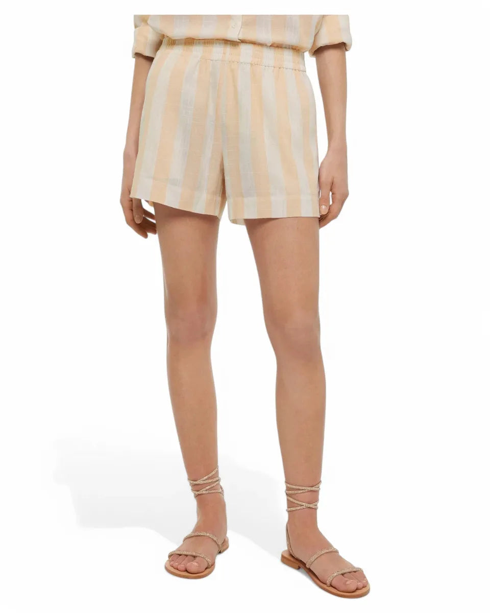 Shorts in Lino Meave a Righe Beige-Mc2 Saint Barth-Shorts-Vittorio Citro Boutique