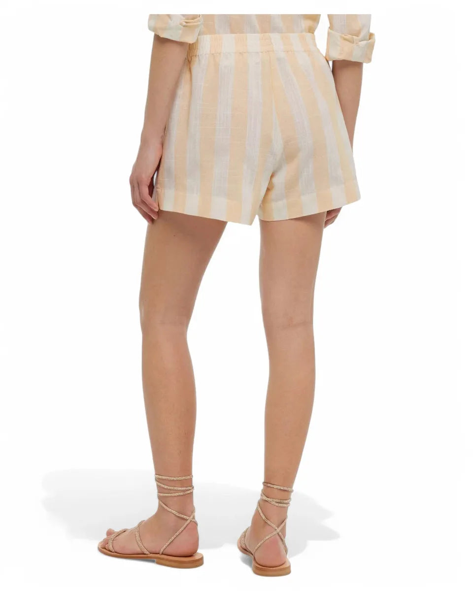 Shorts in Lino Meave a Righe Beige-Mc2 Saint Barth-Shorts-Vittorio Citro Boutique