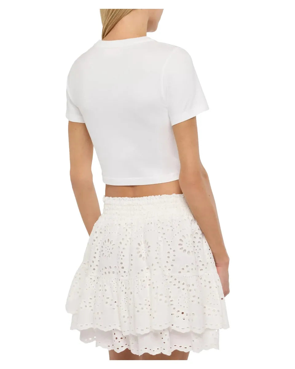 T-shirt Bianca con Ricamo "Gossip & Shopping"-Mc2 Saint Barth-T-shirt-Vittorio Citro Boutique