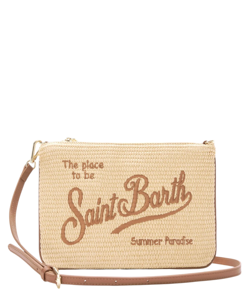 Parisienne in Rafia con Tracolla e Logo Ricamato