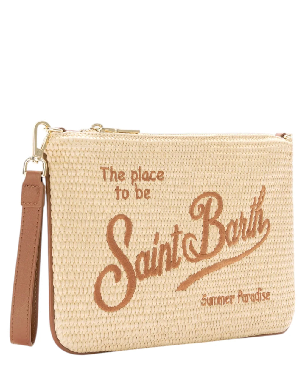 Parisienne in Rafia con Tracolla e Logo Ricamato