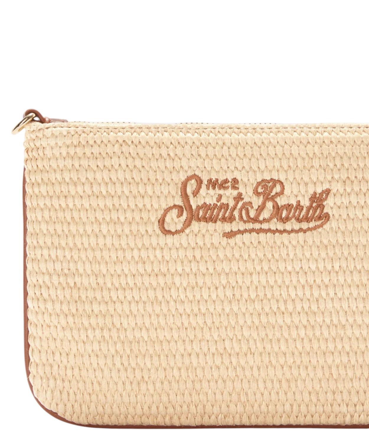 Mini Parisienne Pouch in Rafia con Logo Ricamato