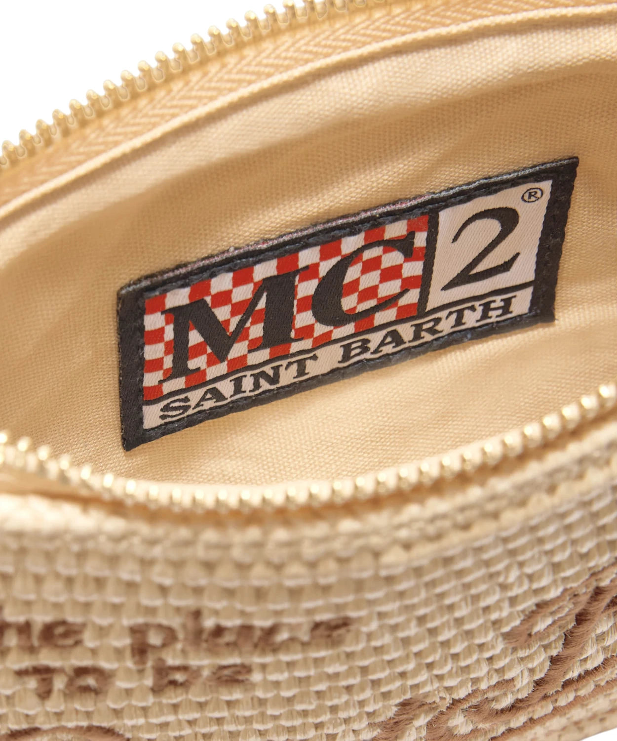 Mini Parisienne Pouch in Rafia con Logo Ricamato