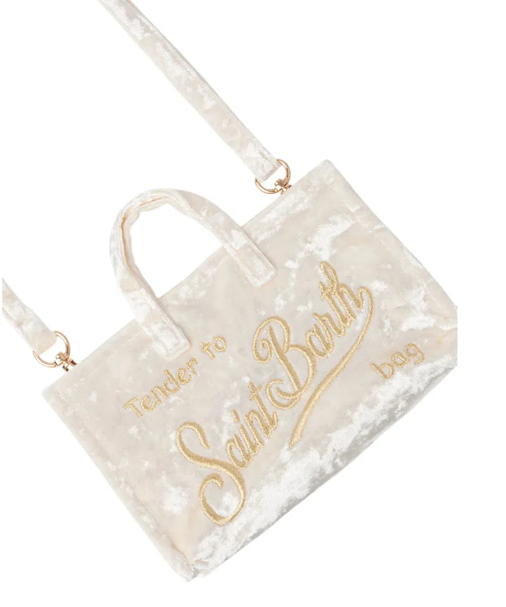 Borsa per Telefono in Velluto con Ricamo Logo Saint Barth-Mc2 Saint Barth-Pochette-Vittorio Citro Boutique