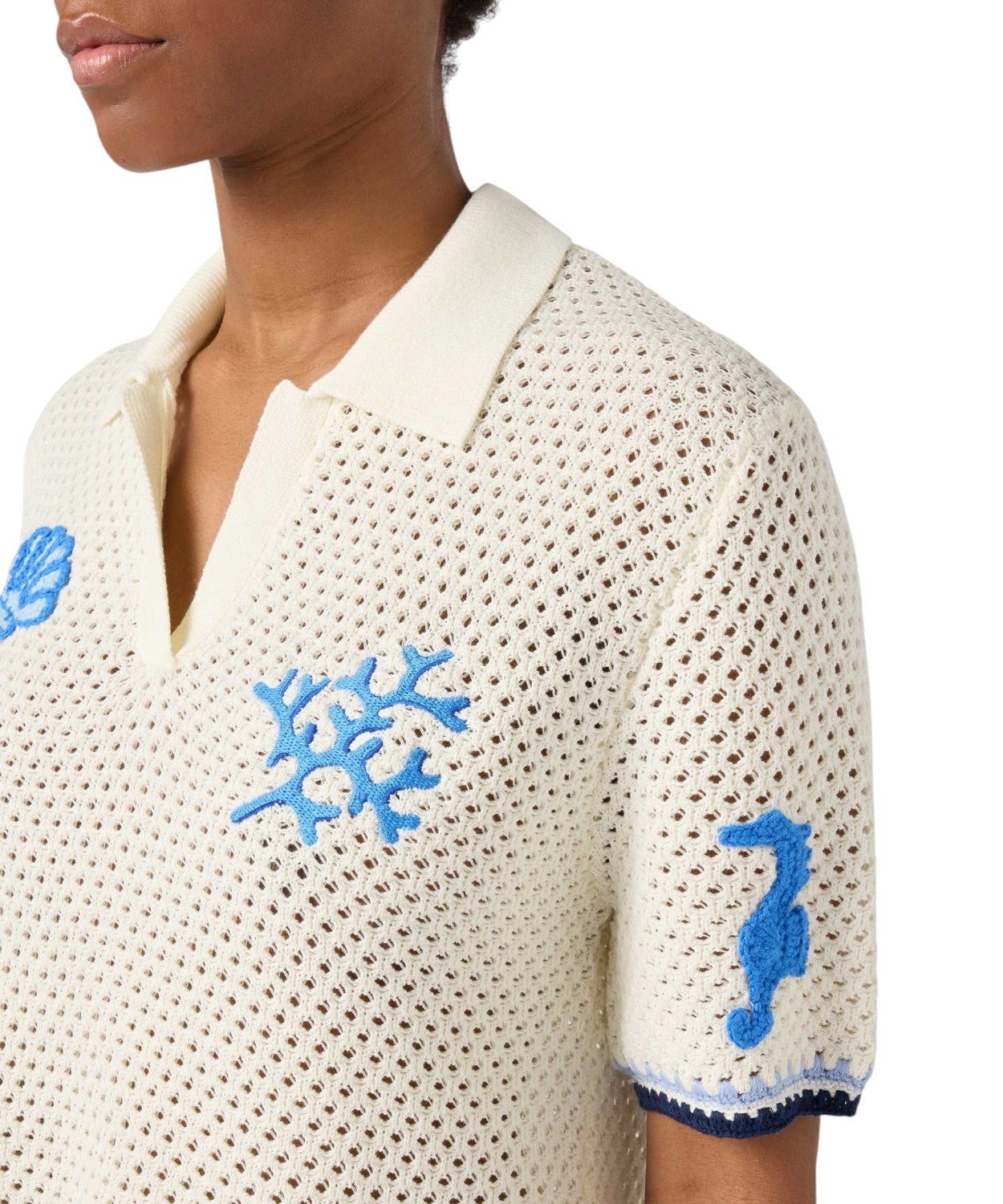 Letnia koszulka polo z haftowanymi naszywkami - Pixie