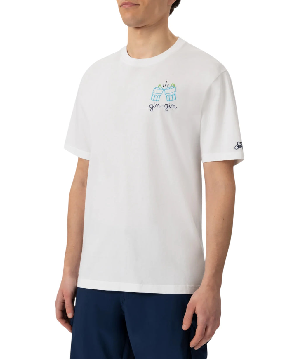 T-shirt Heren Portofino MC2 Saint Barth met Borduring Gin Gin