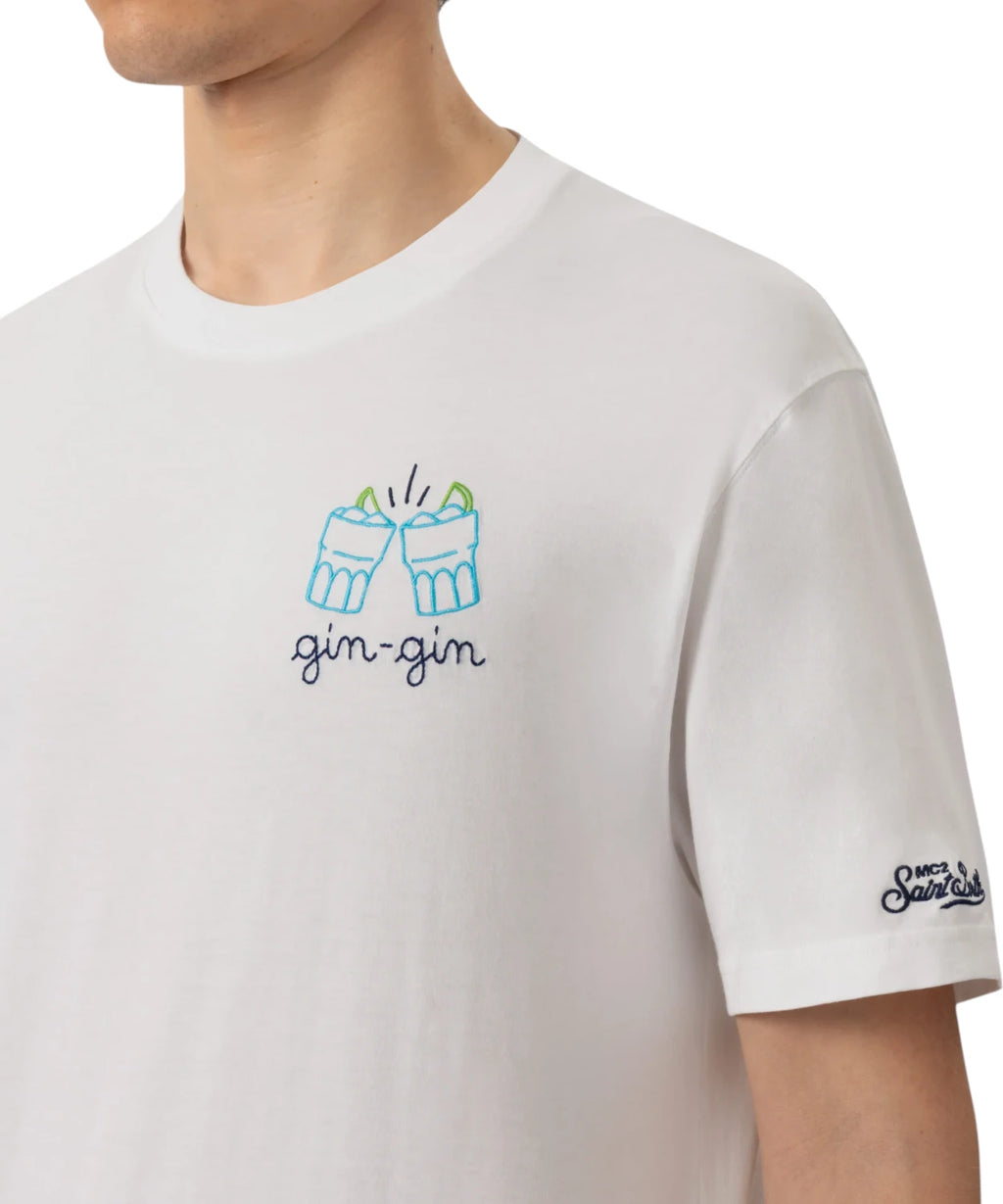 T-shirt Heren Portofino MC2 Saint Barth met Borduring Gin Gin
