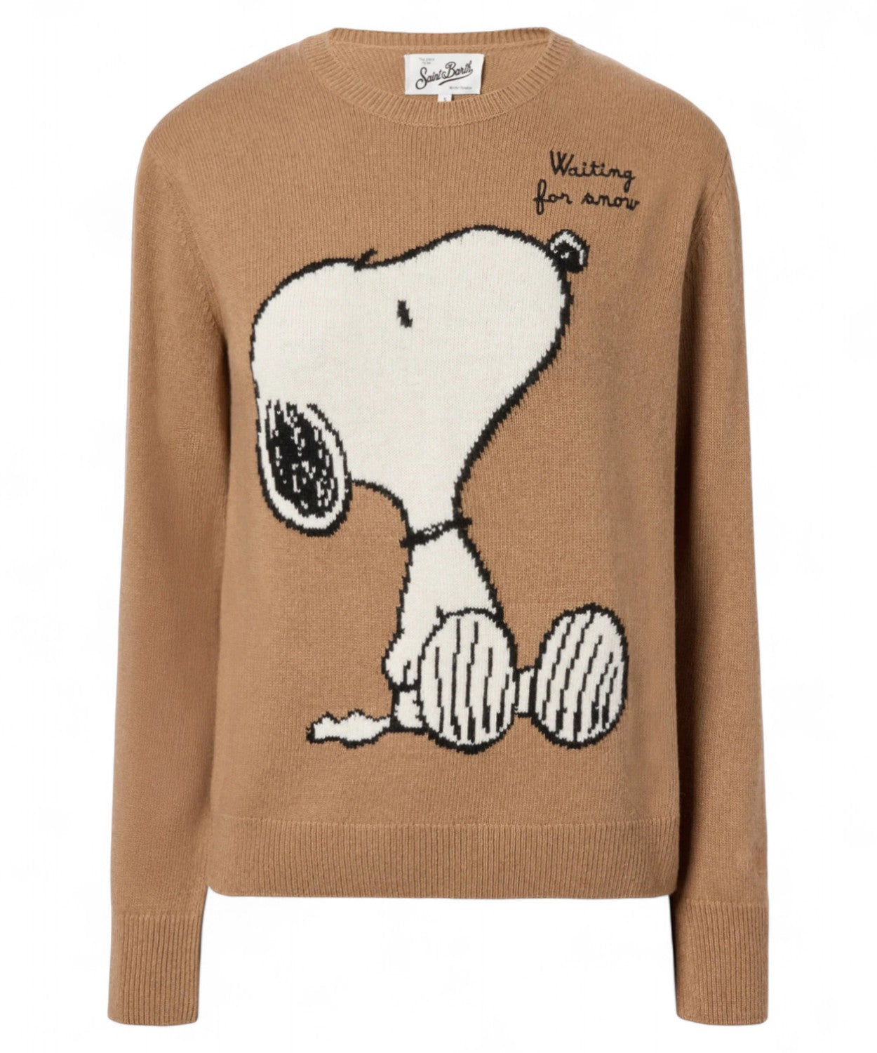 New Queen | Maglione misto cashmere cammello con Snoopy jacquard – PEANUTS Special Edition-Mc2 Saint Barth-Maglieria-Vittorio Citro Boutique