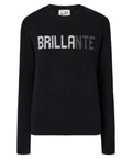 Maglione New Queen in misto cashmere nero con scritta in strass “Brillante”-Mc2 Saint Barth-Maglieria-Vittorio Citro Boutique