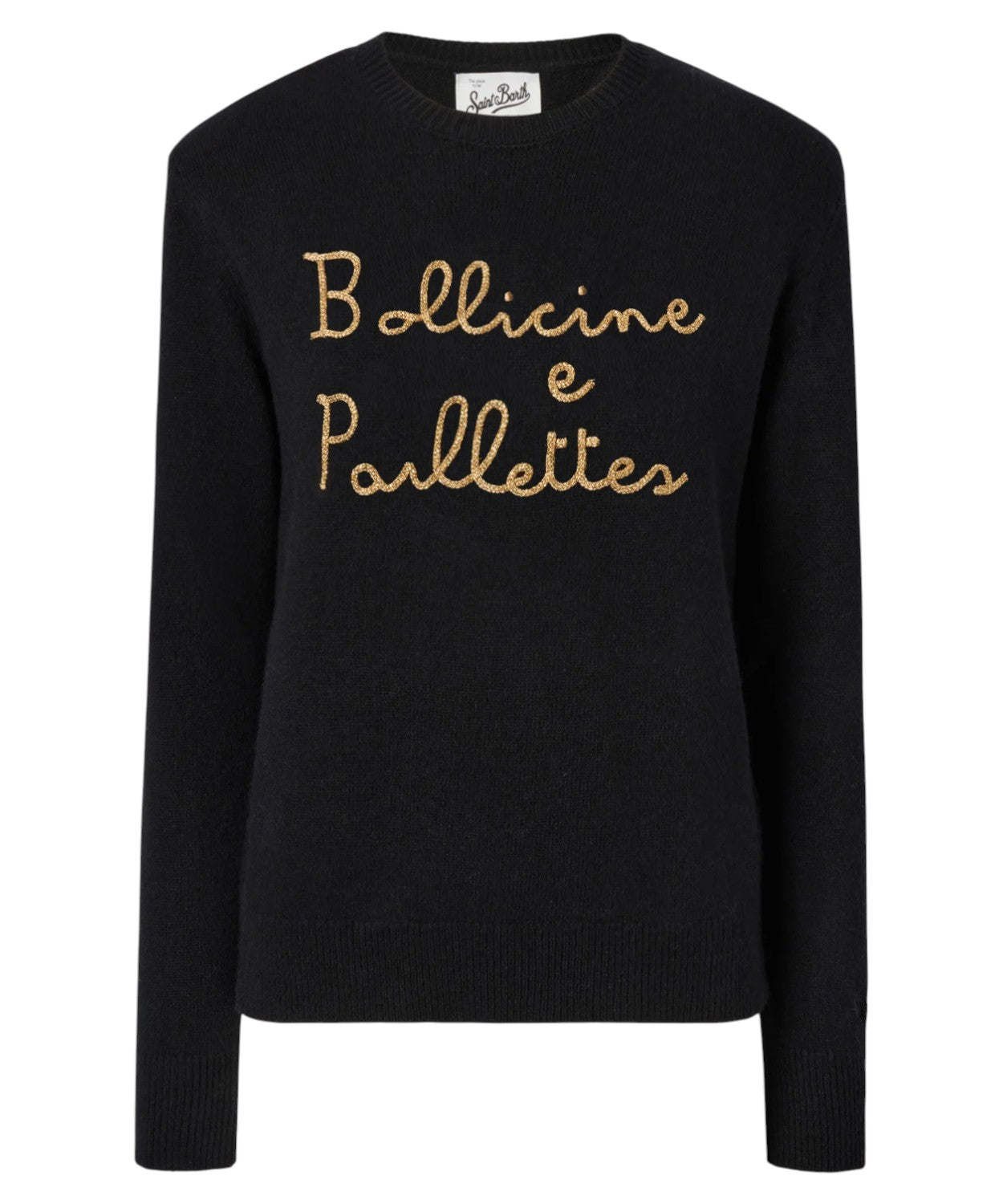 Maglione New Queen in misto cashmere nero con ricamo “Bollicine e Paillettes”-Mc2 Saint Barth-Maglieria-Vittorio Citro Boutique