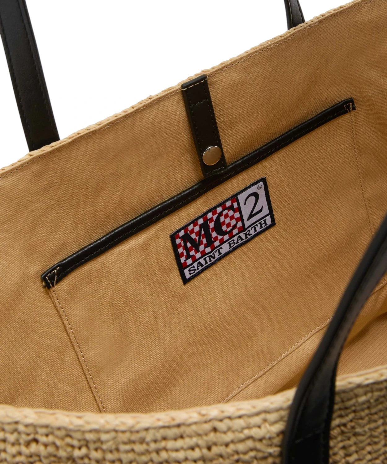 Borsa City raffia con logo ricamato