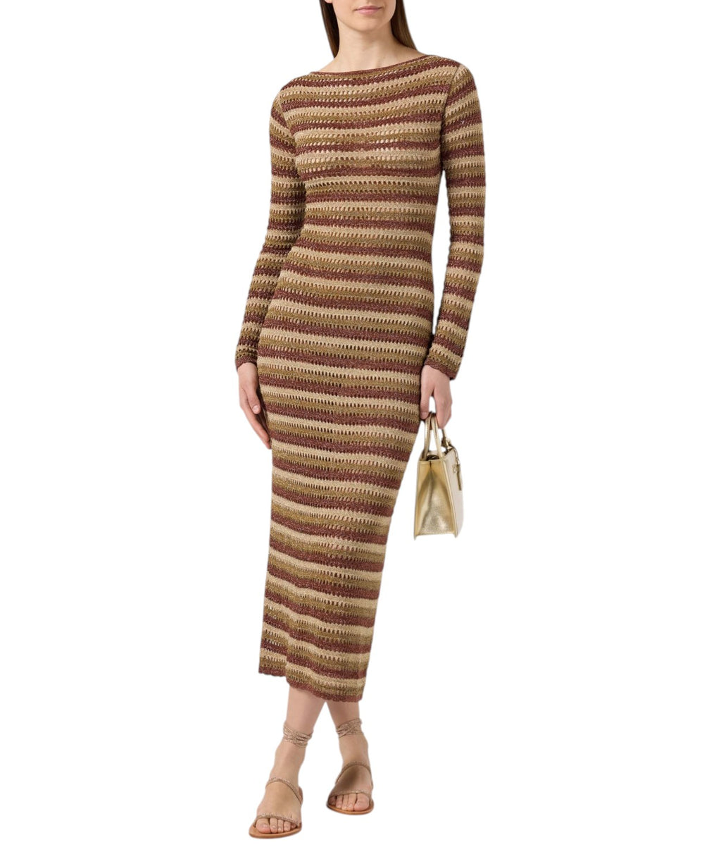 MC2 Saint Barth Abito Lungo Robyn in Crochet a Righe