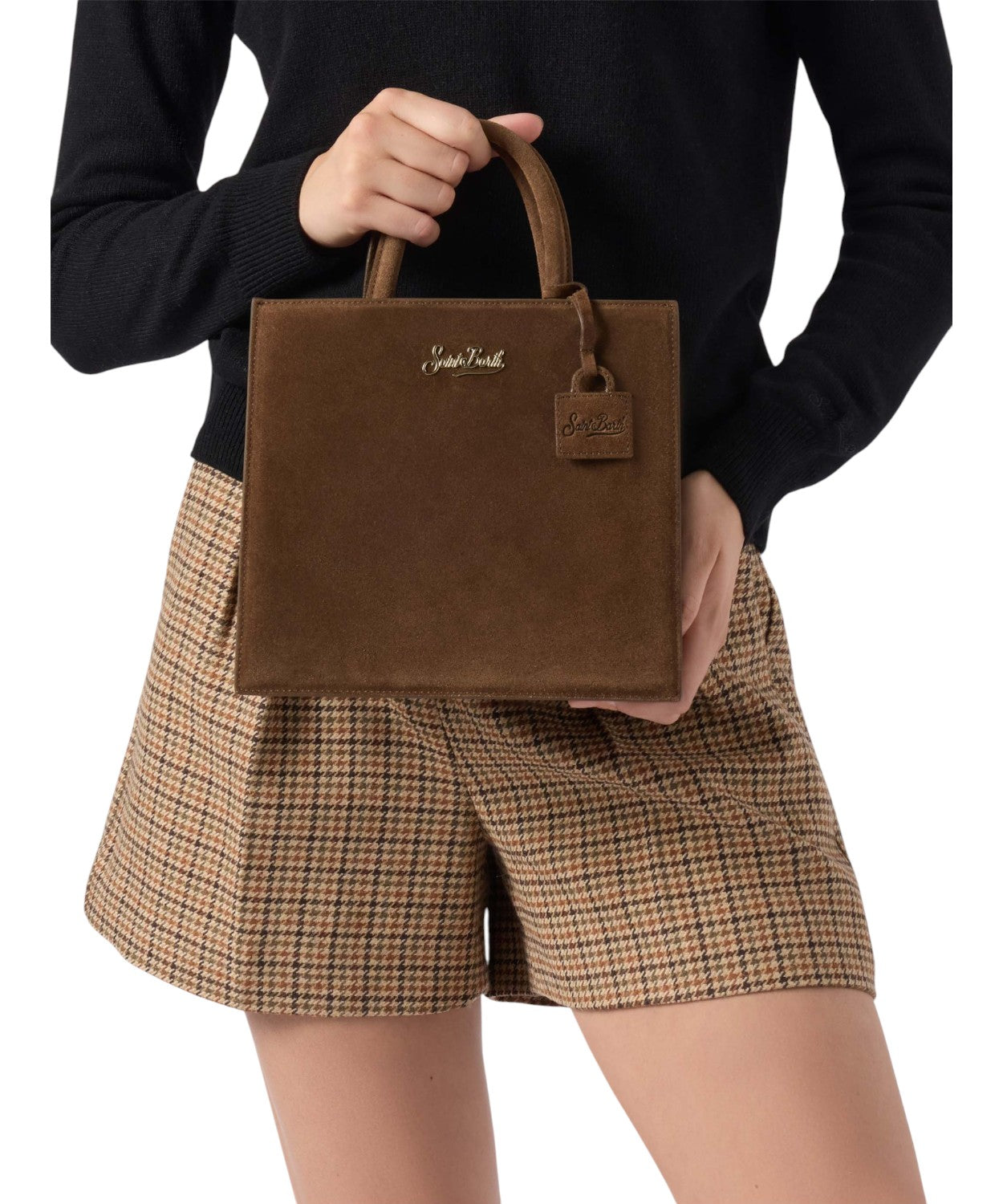 Shop Bag Midi in pelle scamosciata marrone – borsa a mano con tracolla-Mc2 Saint Barth-Borse a mano-Vittorio Citro Boutique