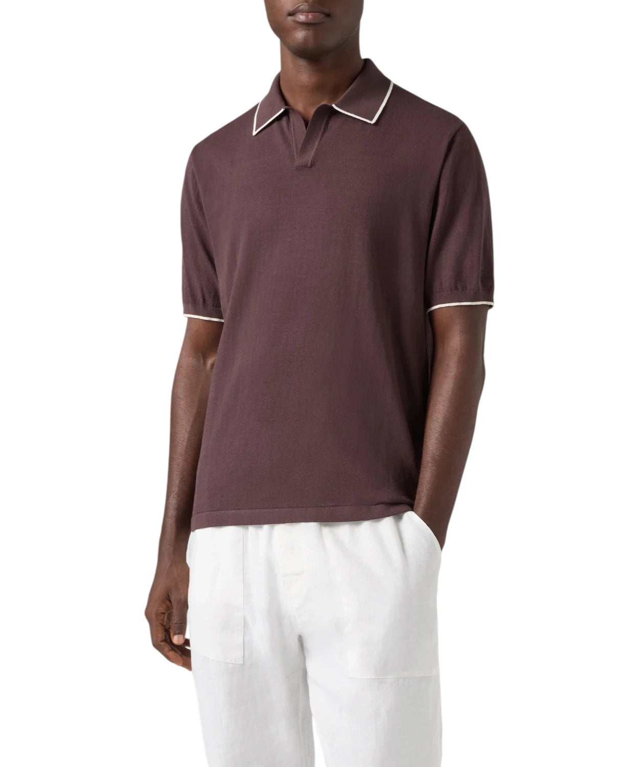 Polo Sloan in Cotone High Twist con Profili a Contrasto